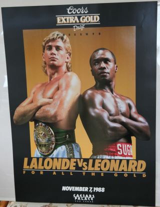Boxing Poster: Sugar Ray Leonard V Donny Lalonde 1988 Coors Beer