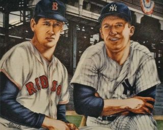 Mickey Mantle Yankees And Ted Williams Red Sox 8x10 Art Print