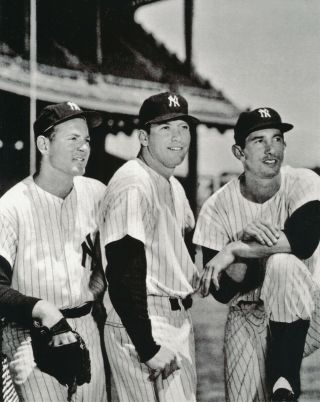 Mickey Mantle,  Whitey Ford,  Billy Martin 8x10 Photo York Yankees