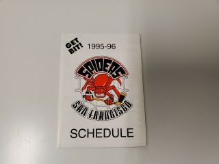 Rs20 San Francisco Spiders 1995/96 Minor Hockey Pocket Schedule - Bud Ice