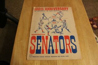 1959 Washington Senators Official Program Scorecard Senators Vs Yankees