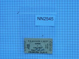 N2545 Bolivia.  1 Railway Ticket/s.  Conchi,  Calama.  1962