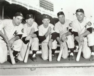 Mickey Mantle,  Yogi Berra,  Hank Bauer,  Gene Woodling,  Joe Collins 8x10 Photo Yankees