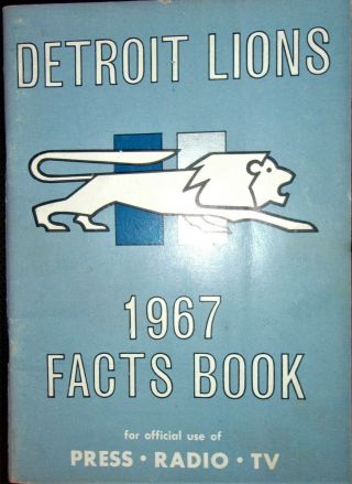 Vintage 1967 Detroit Lions Media Football Guide