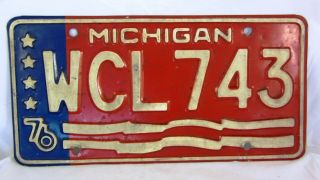 Michigan Bi - Centennial License Plate 1976 Metal Wcl743 Collectible