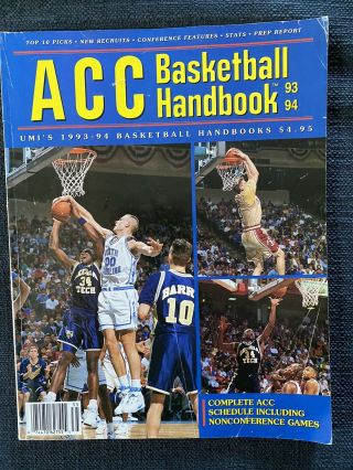 Acc Basketball Handbook 1993 - 94 Unc Montross Cover