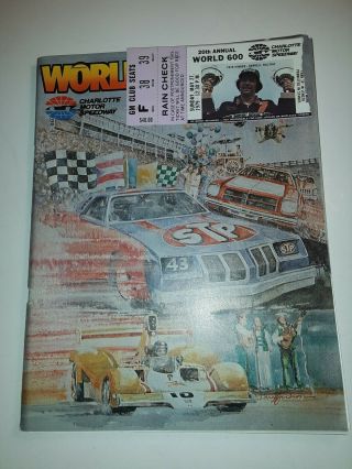 Charlotte Motor Speedway - World 600 - Nascar Program & Ticket 1979 - Pearson - Allison