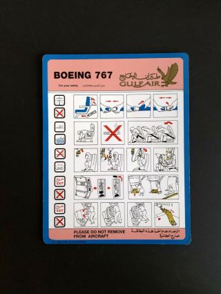 Safety Card Gulf Air Boeing 767