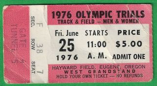 1976 Olympic Trials Ticket Hayward Field Eugene Oregon - Bruce Jenner - Montreal