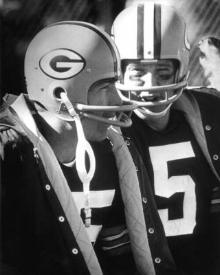 Green Bay Packers Bart Starr & Paul Hornung Glossy 8x10 Photo Vintage Football