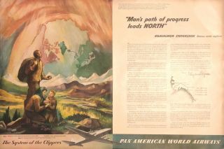 1944 Pan American World Airways Print Ad - Pan Am Arctic - 2 Page Ad