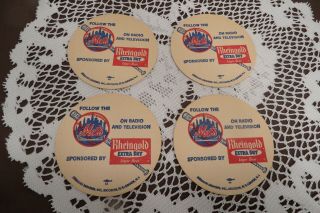 Vintage York Mets And Rheingold Beer Coasters Set Of 4