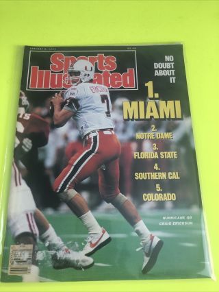 January 8,  1990 Craig Erickson Miami Hurricanes Sports Illustrated B