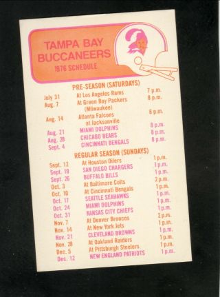 Tampa Bay Buccaneers - - 1st Nfl Season - - 1976 Pocket Schedule - - National Airlines