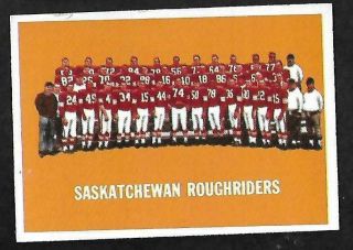 1964 Topps Cfl Football: 67 Saskatchewan Roughriders Team Card - Error Clevelan