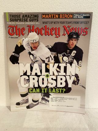 2008 Hockey News Evgeni Malkin Sidney Crosby Pittsburg Penguins Biron Ribeiro
