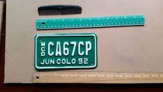License Plate,  Colorado,  1992,  Motorcycle,  Mcd (dealer),  Ca 67 Cp
