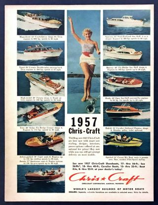 1957 Chris - Craft Cavalier Corsair Futura Etc.  11 Models Photo Vintage Print Ad
