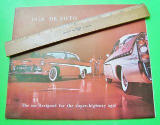 1956 Desoto Big Dlx Color Folder Brochure Firedome Convertibles Fireflight Xlnt,