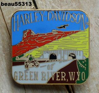 H - D Of Green River Wyoming Harley Davidson Dealer Collectible Vest Jacket Pin