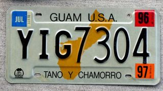 1994 Guam License Plate Yig = Yigo Village With A 1996 And A 1997 Sticker