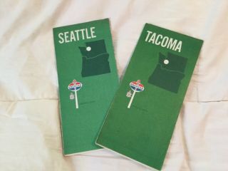 2 Vintage Standard Gas Station Maps - 1967 Seattle & 1968 Tacoma