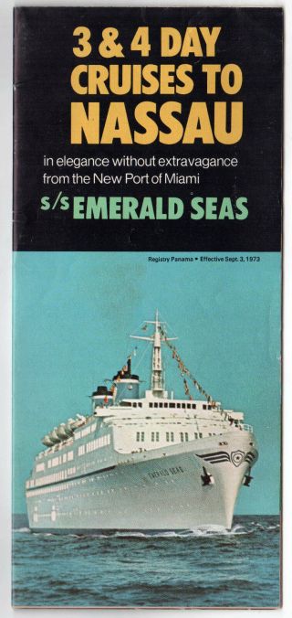 1973 Ss Emerald Seas Eastern Steamship Lines Bahamas Cruise Ship Deck Plan Liner