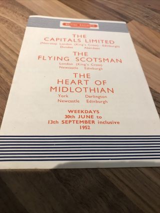 British Railways Leaflet 1952 Flying Scotsman - The Capitals - Heart Of Midlothian