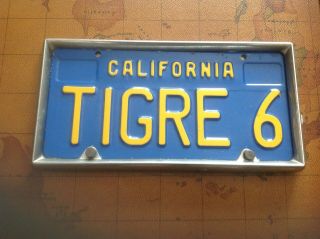 Vintage California License Plate Blue Yellow No Year Vanity Plate