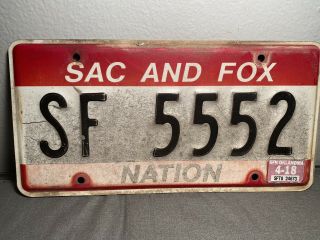 Sac And Fox Nation Of Oklahoma Stamped Tribal Native American Indian License Tag