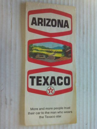 1970 Road Map Arizona,  Route 66,  Yuma,  Prescott,  Tuson.  Texaco Oil
