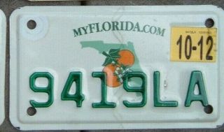 Florida 2012 Motorcycle Cycle License Plate 9419 La ^