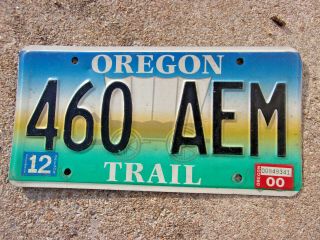 Oregon Trail Graphic License Plate Exp 00 Covered Wagon Very Decent