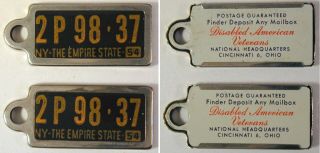 Vintage 1954 York Dav Miniature License Plate Tags