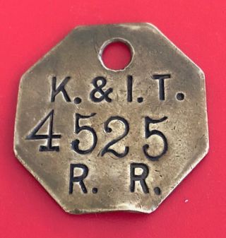 Vintage Tool Check Brass Tag: Kentucky & Indiana Terminal Railroad; K&it Rr