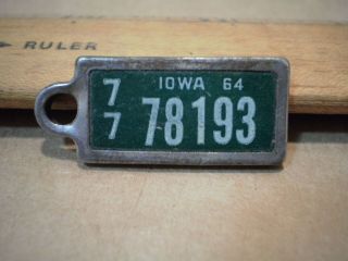 Disabled American Veterans Dav Mini License Plate Key Tag Fob Ia Iowa 1964