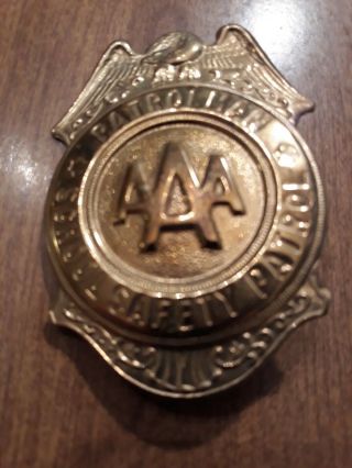 Aaa School Safety Patrol Badge Patrolman Merrit Gold Badge Circa 1960 