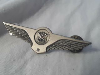 Vintage United Airlines Flight Attendant Pilot Wings Pin 2.  5 " With Diamond