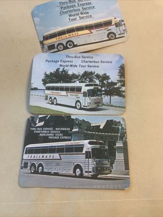 3 Vintage Ad Pocket Wallet Calendar Card Trailways 1968 1969 1971 Bus Charter