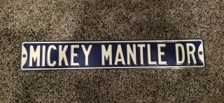Mickey Mantle Drive Metal Street Sign.  Blue
