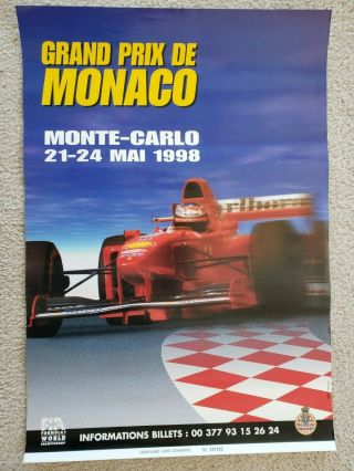 1998 Monaco Formula 1 Grand Prix Poster,  Never Mounted