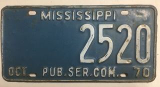 1970 Mississippi Public Service Com.  2520 License Plate