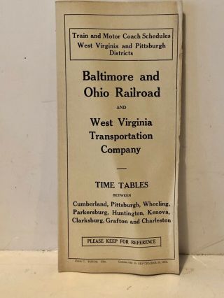 B&o Railroad And West Virginia Trans.  Co.  Time Tables,  Sept 30,  1934 - 14 Panels