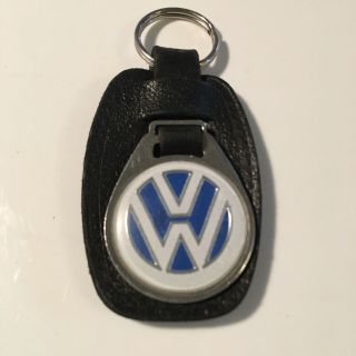 Vintage Vw Leather Volkswagen Key Chain Fob Ring Holder Keychain Enamel London