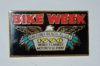 Wow Daytona Beach Fl 1998 Harley Davidson Motorcycles Bike Week Jacket Pin Usa