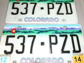 Colorado Purple Mountains License Plates 537 - Pzd Expired 2014