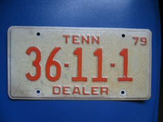 1979 Tennessee Dealer License Plate 36 - 11 - 1