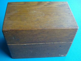 Vintage/antique Oak Wood Index Card Recipe File Box Brass Hinges