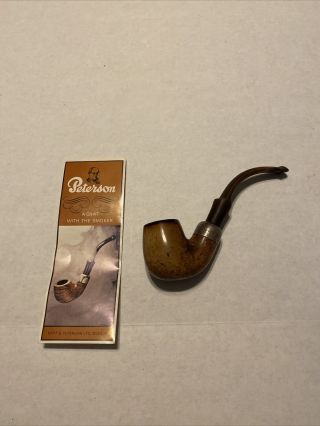 Vintage Peterson’s Dublin Pipe Bent Stem Sterling Band With Brochure