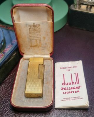 Newly Serviced,  1960s Boxed Dunhill Gold Barley Rollagas Lighter